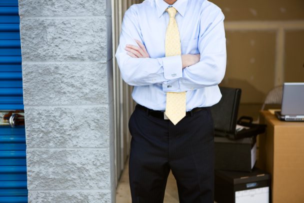 Businessman with Business Storage Unit