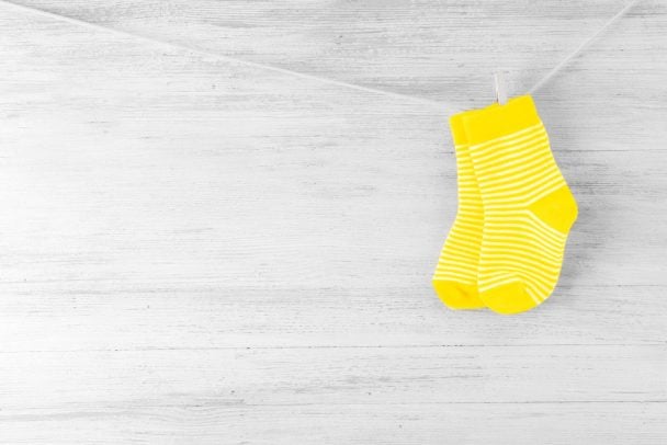 Baby clothes storage ideas - socks on line