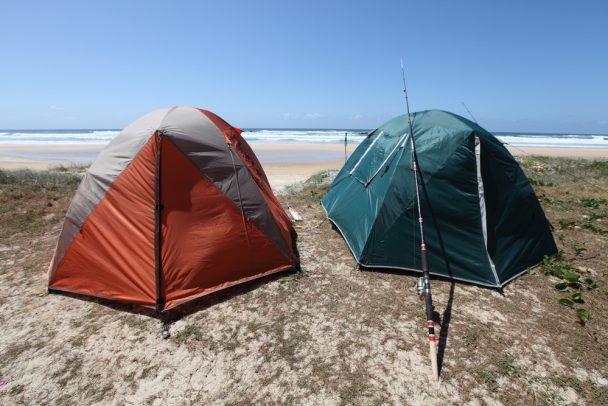 Tents on beach in Queensland